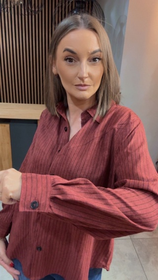 Koszula w prążki Wiya - ceglasto-czerwona