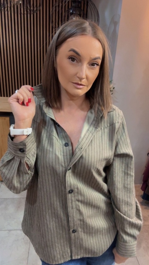 Koszula w prążki Wiya - Oliwka