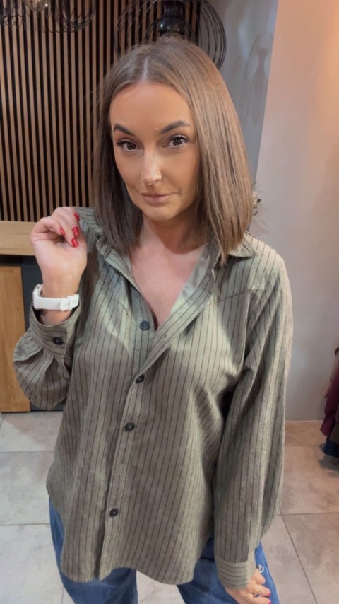 Koszula w prążki Wiya - Oliwka