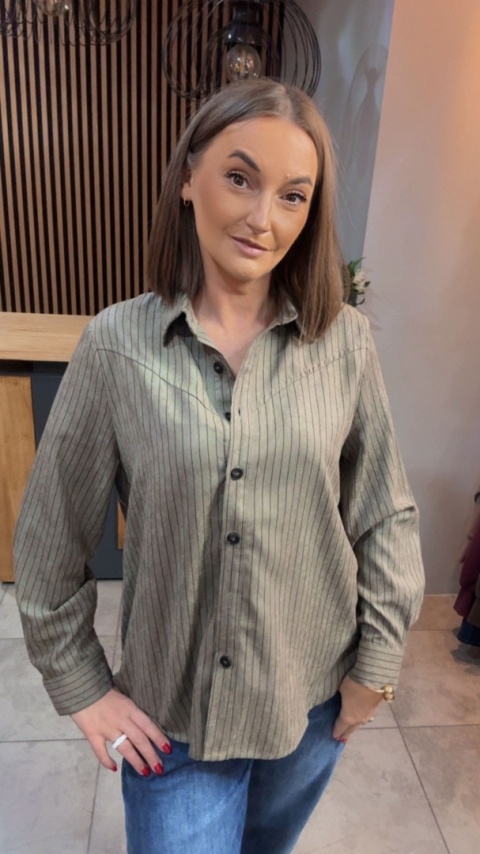 Koszula w prążki Wiya - Oliwka