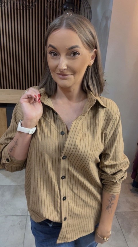 Koszula w prążki Wiya - Karmel