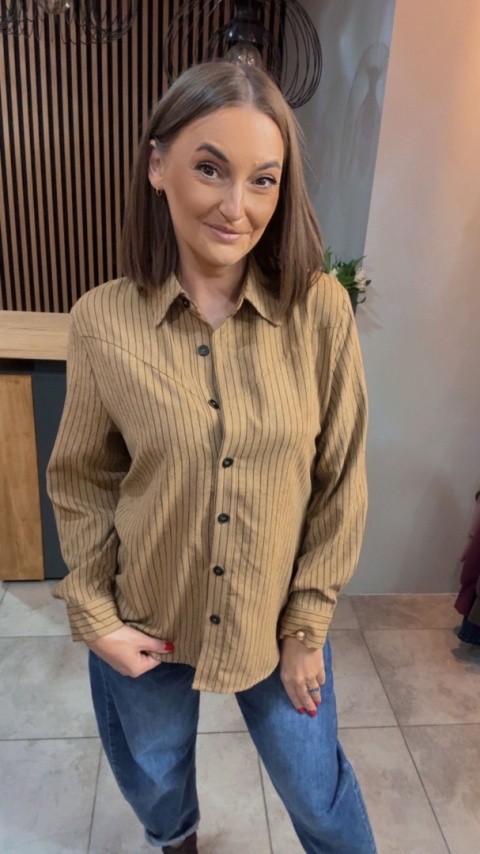 Koszula w prążki Wiya - Karmel