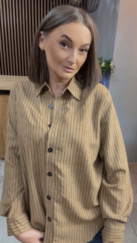 Koszula w prążki Wiya - Karmel