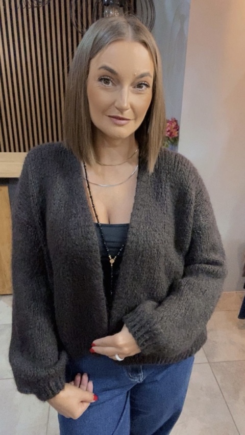 Krótki Kardigan CXL - Gorzka Czekolada