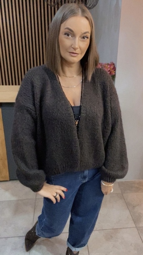 Krótki Kardigan CXL - Gorzka Czekolada