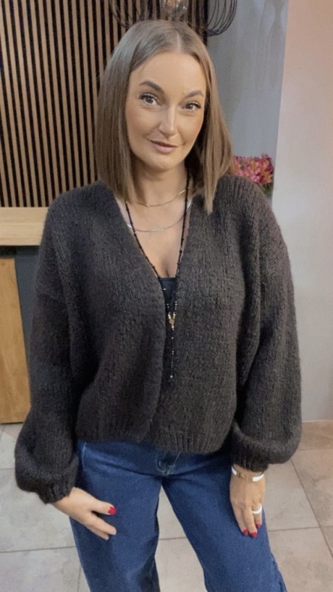 Krótki Kardigan CXL - Gorzka Czekolada