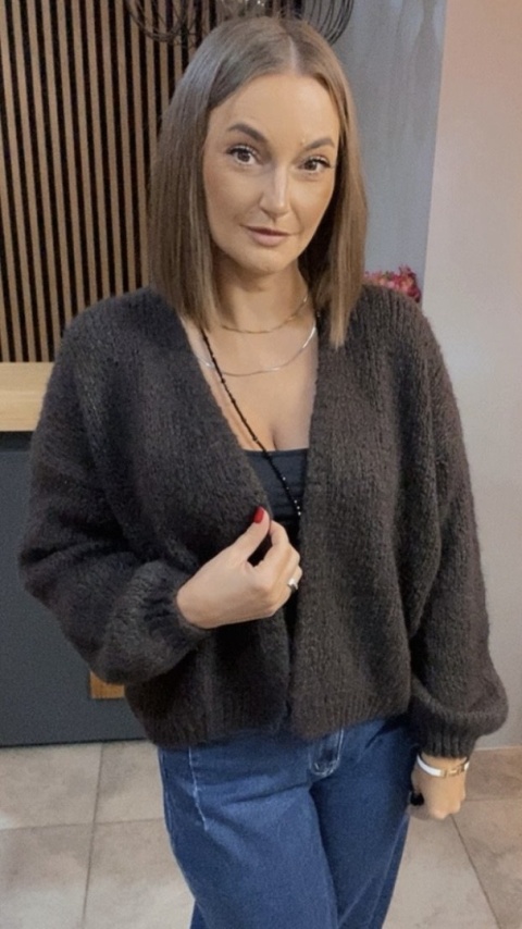 Krótki Kardigan CXL - Gorzka Czekolada