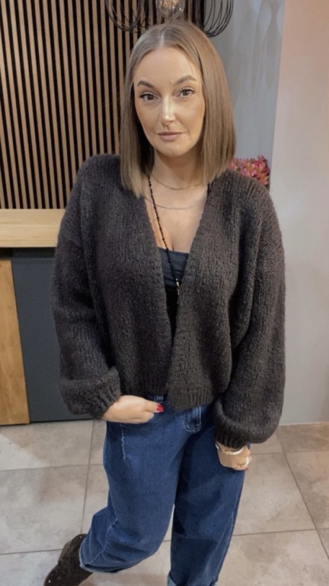 Krótki Kardigan CXL - Gorzka Czekolada