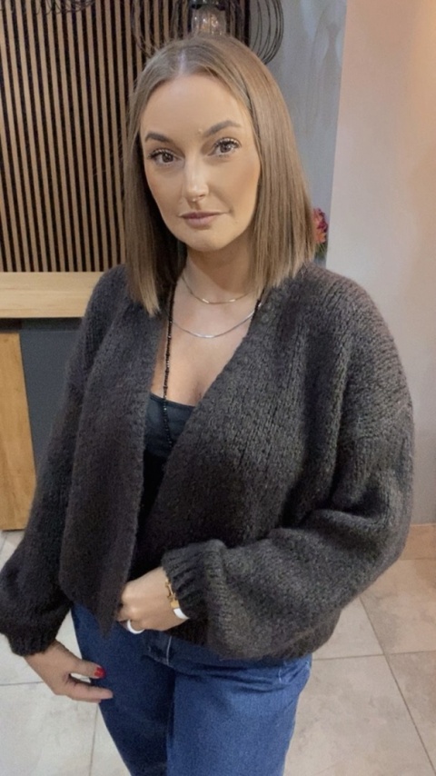 Krótki Kardigan CXL - Gorzka Czekolada