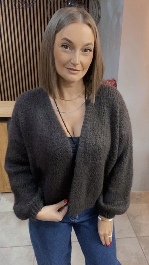 Krótki Kardigan CXL - Gorzka Czekolada