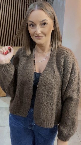 Krótki Kardigan CXL - Czekolada