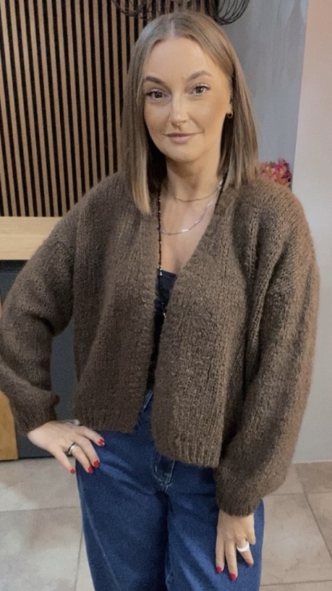 Krótki Kardigan CXL - Czekolada