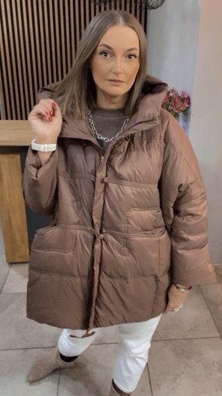 Kurtka Naturalny puch „Pętelka" - brąz