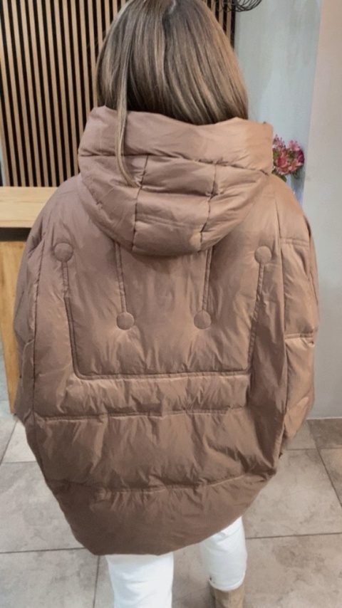 Kurtka Naturalny puch „Pętelka" - brąz