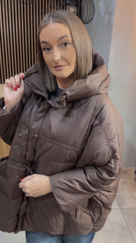 Kurtka Naturalny puch „Pętelka" - czekolada