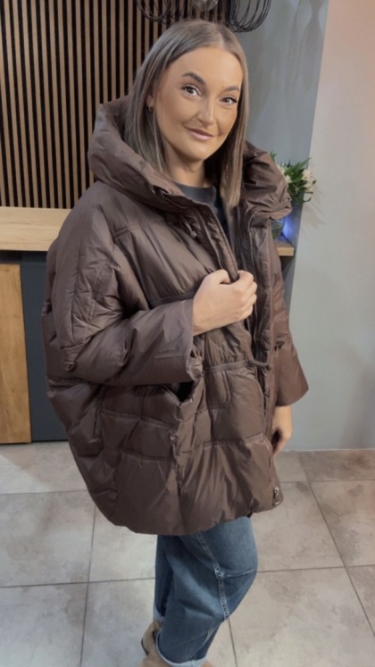 Kurtka Naturalny puch „Pętelka" - czekolada