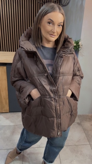 Kurtka Naturalny puch „Pętelka" - czekolada