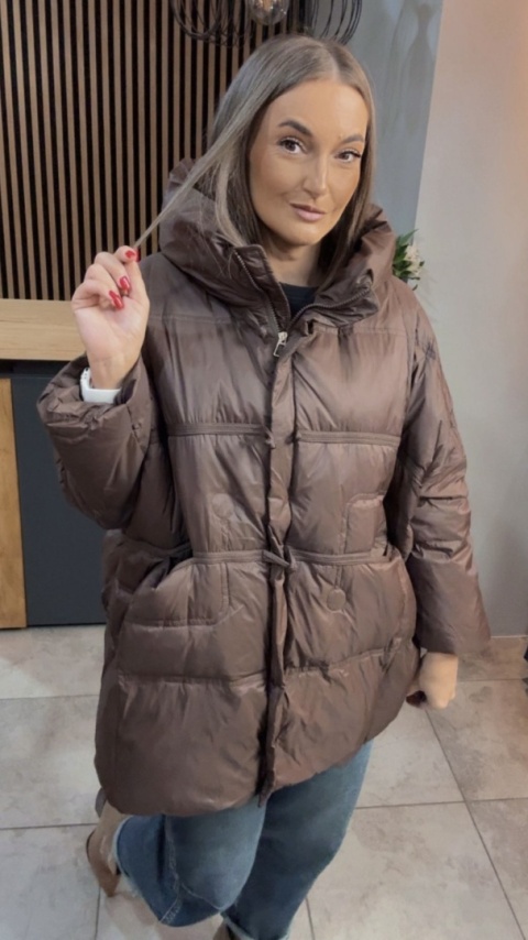 Kurtka Naturalny puch „Pętelka" - czekolada