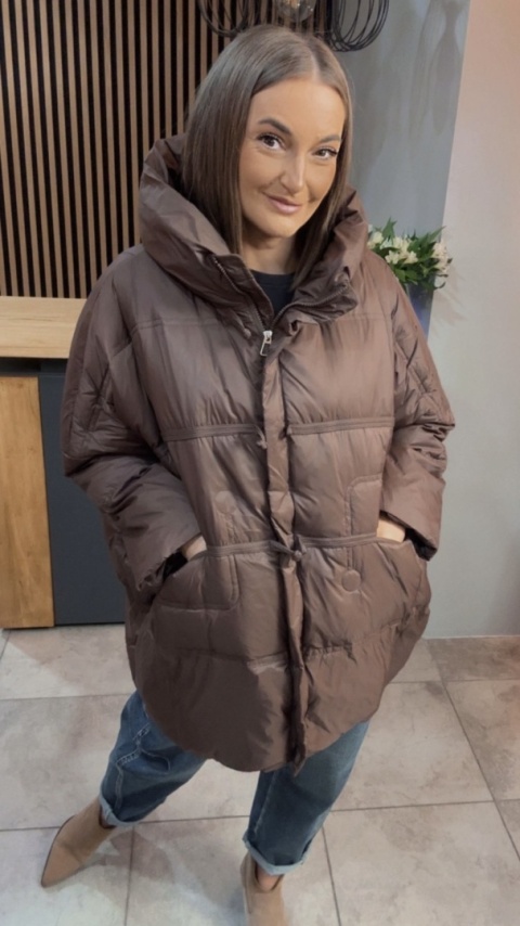 Kurtka Naturalny puch „Pętelka" - czekolada