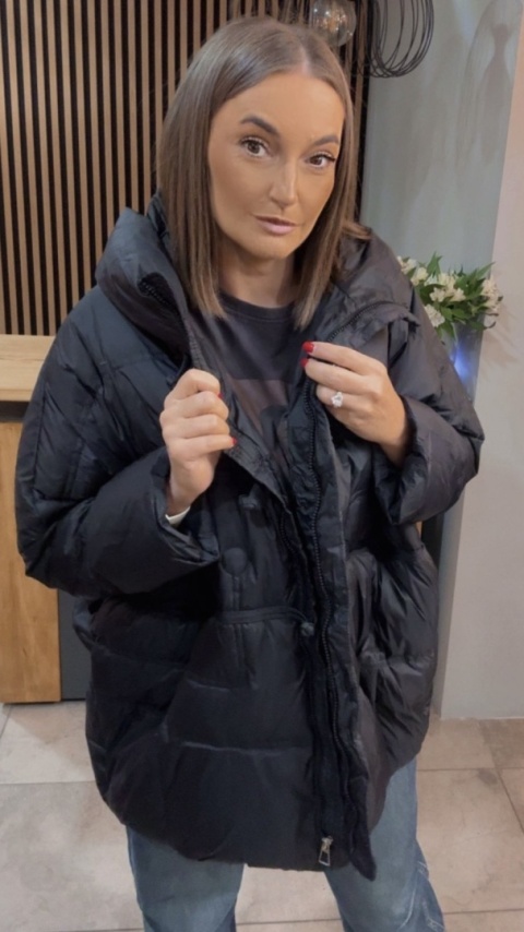 Kurtka Naturalny puch „Pętelka” – czarna