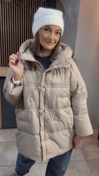 Kurtka Naturalny puch „Pętelka" - beżowa