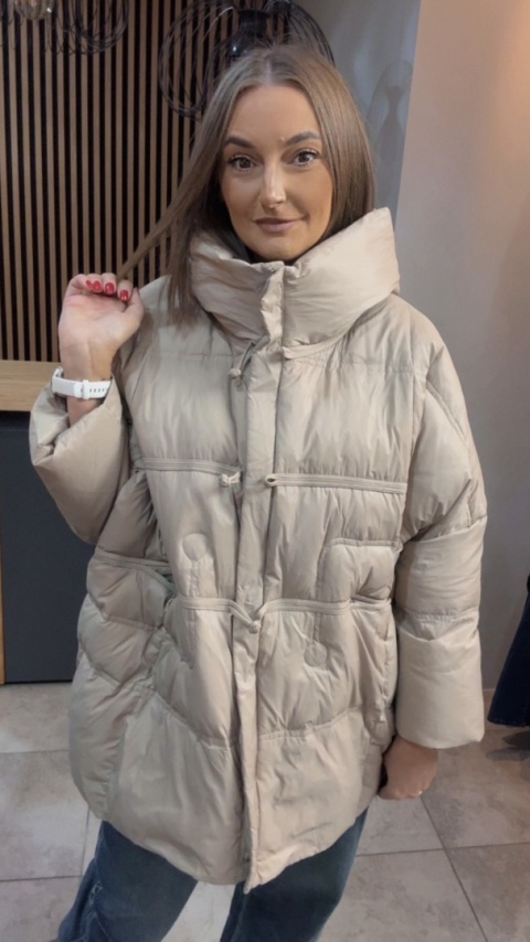 Kurtka Naturalny puch „Pętelka" - beżowa