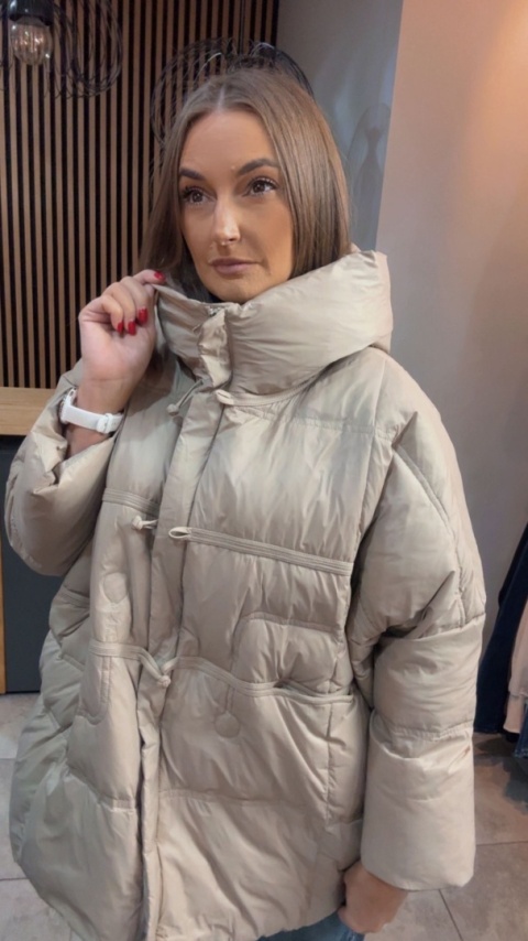 Kurtka Naturalny puch „Pętelka" - beżowa