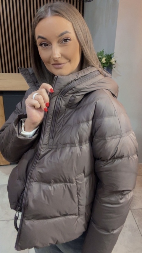 Kurtka puchowa Zippera Premium - Brąz
