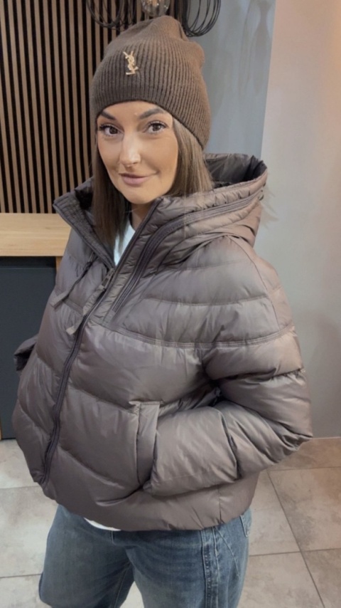 Kurtka puchowa Zippera Premium - Brąz