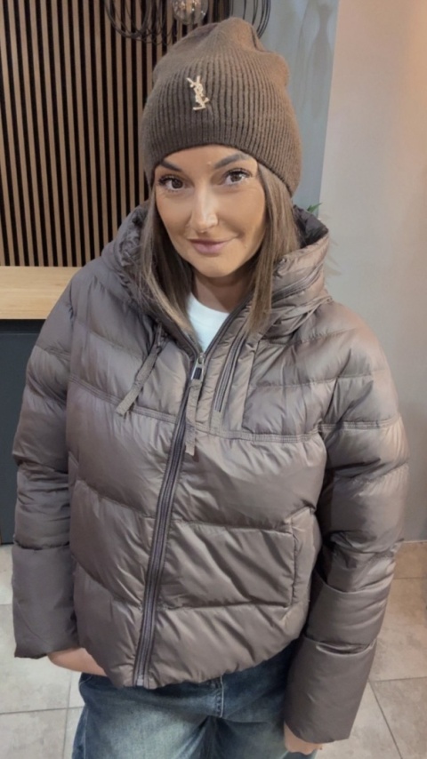 Kurtka puchowa Zippera Premium - Brąz