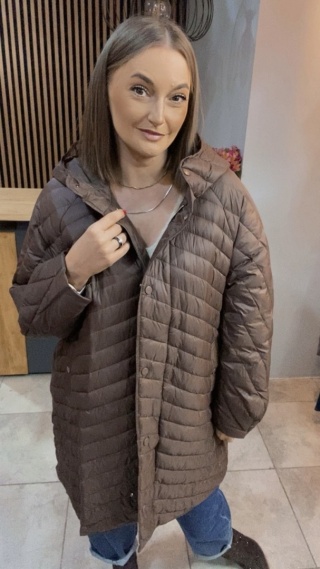 Kurtka z naturalnym puchem - czekoladowa