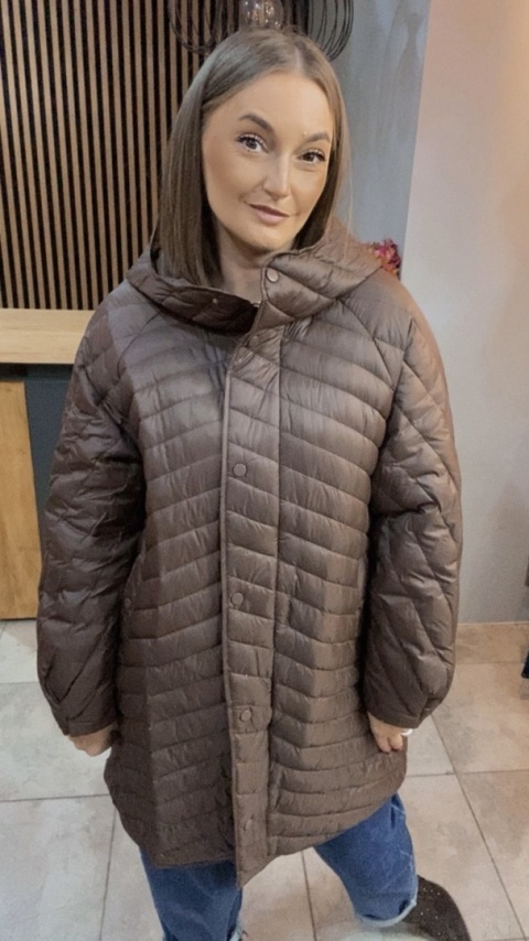 Kurtka z naturalnym puchem - czekoladowa