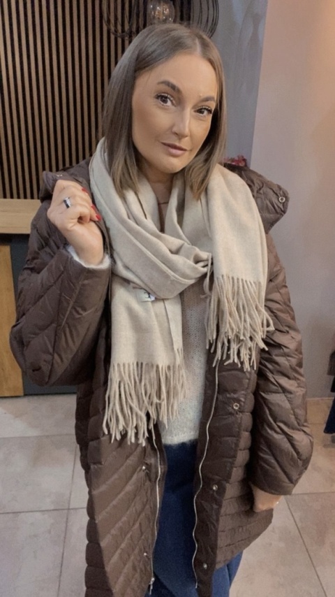 Kurtka z naturalnym puchem - czekoladowa