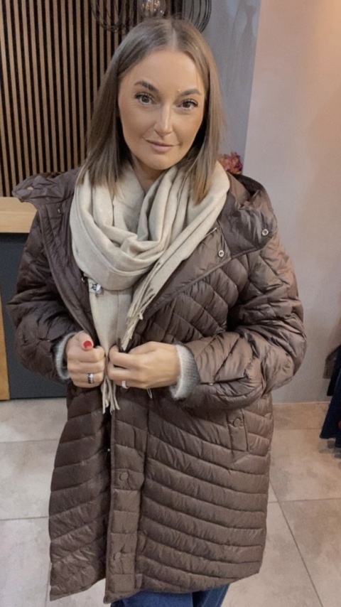 Kurtka z naturalnym puchem - czekoladowa