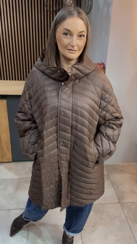 Kurtka z naturalnym puchem - czekoladowa