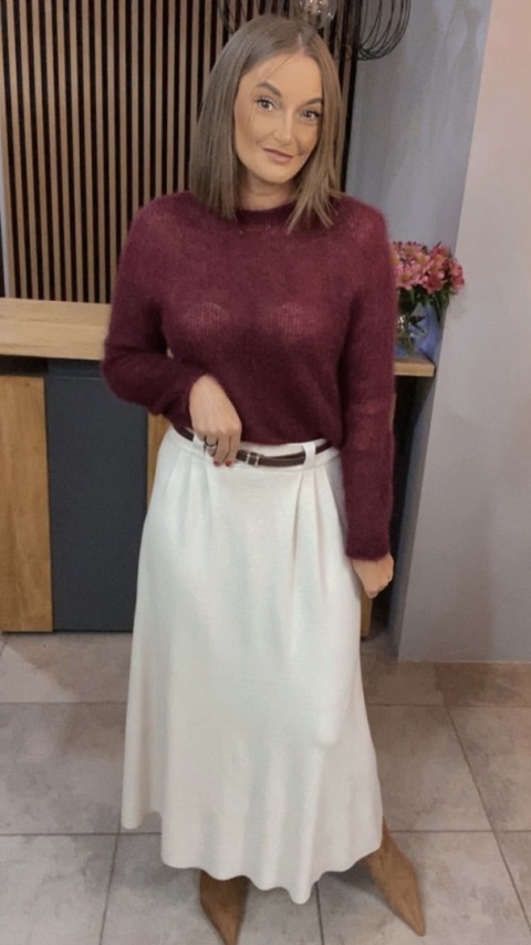 Spódnica z paskiem BLUOLTRE - Ecru