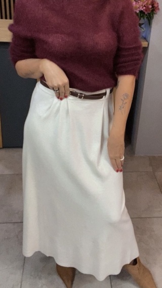 Spódnica z paskiem BLUOLTRE - Ecru