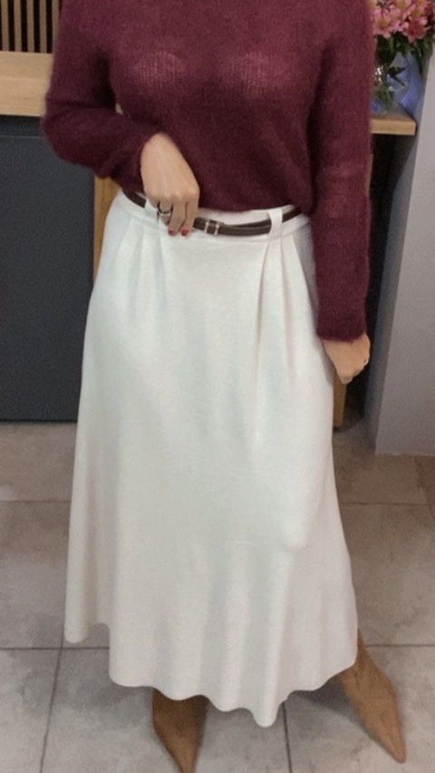 Spódnica z paskiem BLUOLTRE - Ecru