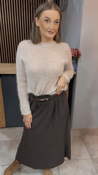 Spódnica z paskiem BLUOLTRE - Brąz