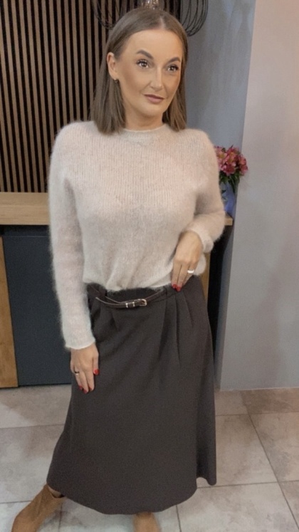 Spódnica z paskiem BLUOLTRE - Brąz