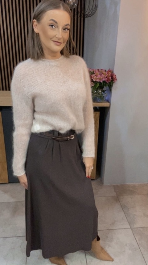 Spódnica z paskiem BLUOLTRE - Brąz