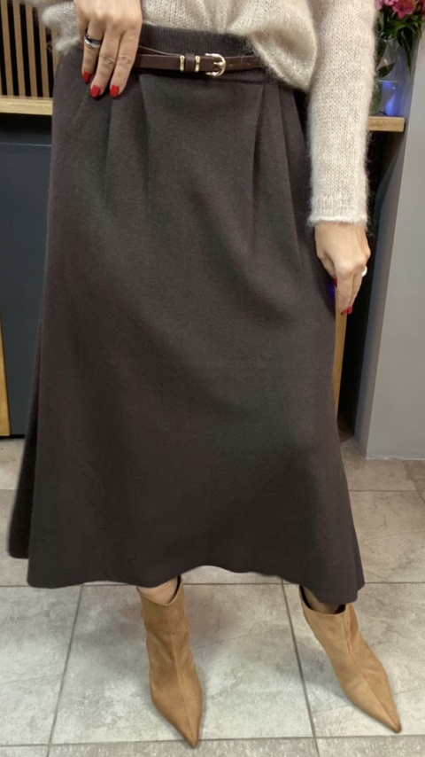 Spódnica z paskiem BLUOLTRE - Brąz