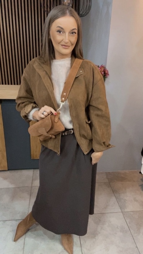 Spódnica z paskiem BLUOLTRE - Brąz