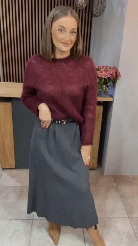 Spódnica z paskiem BLUOLTRE - Szara