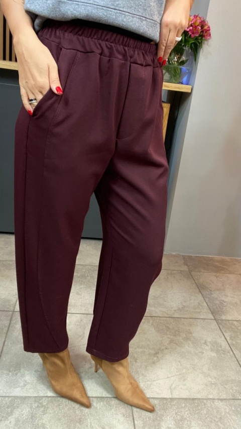 Spodnie z gumką w pasie - Bordo
