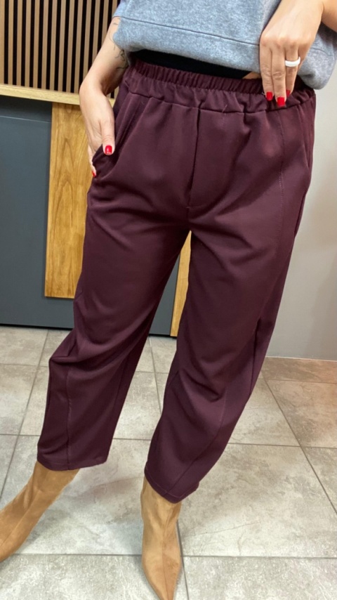 Spodnie z gumką w pasie - Bordo