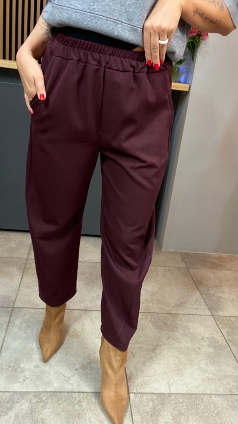 Spodnie z gumką w pasie - Bordo