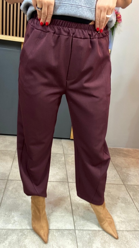 Spodnie z gumką w pasie - Bordo