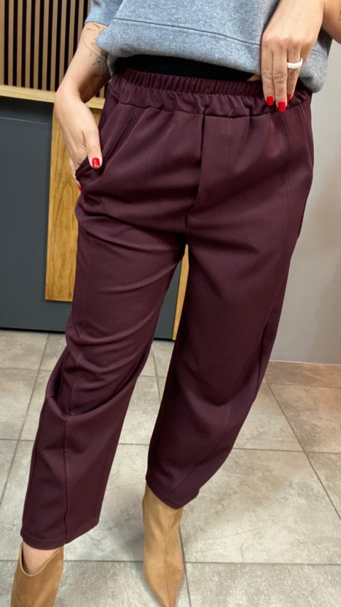 Spodnie z gumką w pasie - Bordo