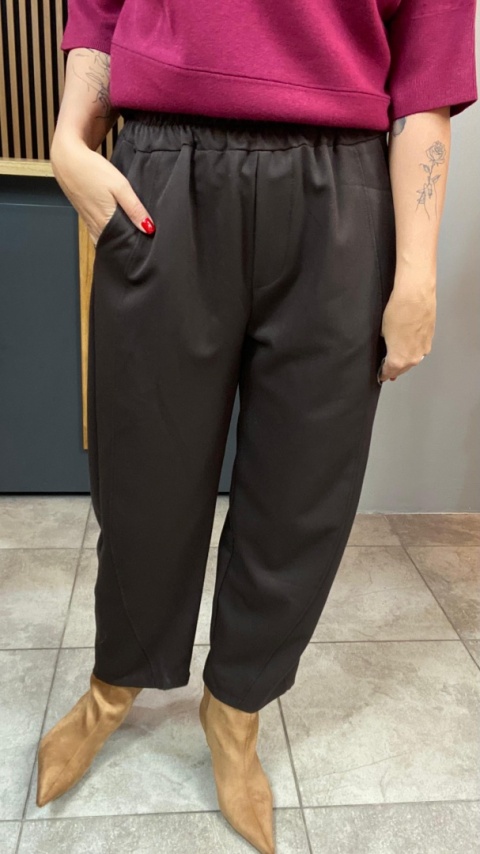 Spodnie z gumką w pasie - Brąz